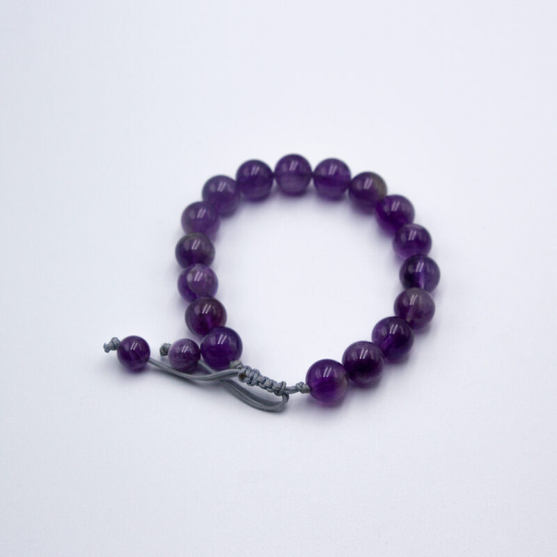 10mm Natural Amethyst Crystal Bracelet with Threads for Women, Purple