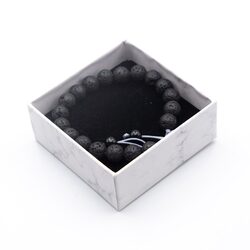 Exquisite 10mm Natural Lava Stone Bracelet for Women, Black