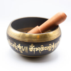 Himalayan Hand Painted Pattern Singing Bowl With Traditional Wooden Striker, 2 Piece, Multicolour