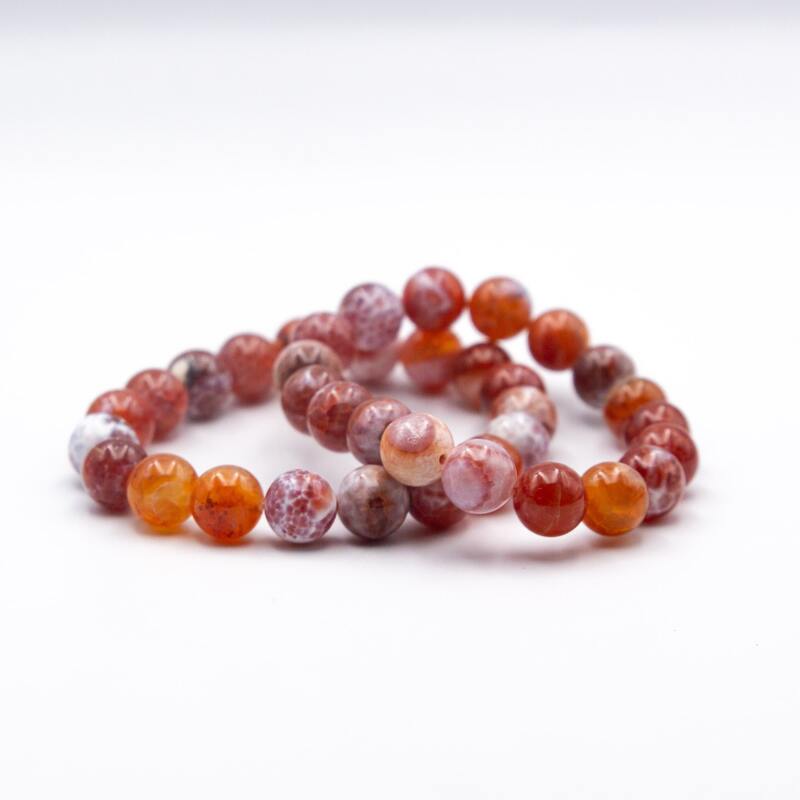 Fire Agate 10mm Crystals Bracelet Fiery Elegance and Natural Beauty for Women, Orange