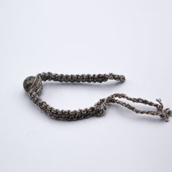 14mm Authentic Ganesh Himal Natural Chlorite Crystal Bracelet Square Knot Hemp Thread for Women, Grey