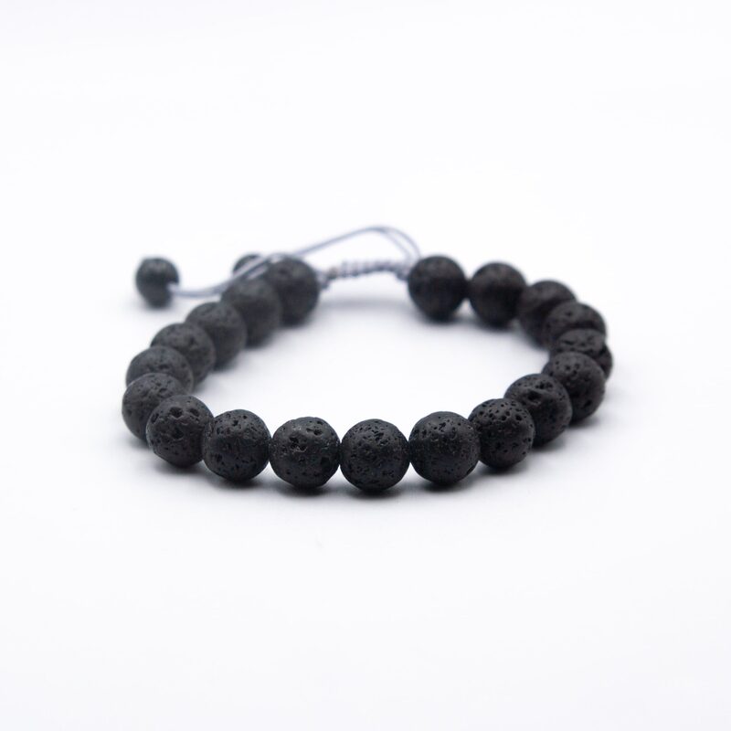 

Generic Exquisite 10mm Natural Lava Stone Bracelet for Women, Black