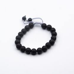 Exquisite 10mm Natural Lava Stone Bracelet for Women, Black