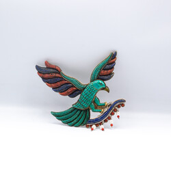 Pure Silver Vintage Flying Eagle Brooch Handmade Antique, Multicolour