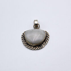 Style 2 Natural Moonstone Crystal Locket Unisex, 2cm, Silver/Grey