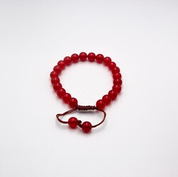 8mm Natural Red Carnelian Crystal Bracelet with Threads for Women, Red