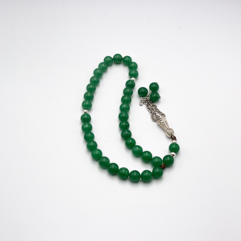 Natural Aventurine Crystals Tasbih Prayer Beads (8mm-33 Beads), Green