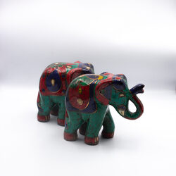 Handmade Antique Stones Elephant, Green