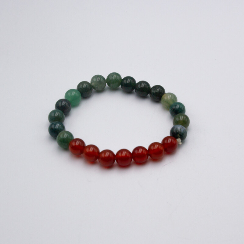 8mm Natural Green Aventurine and Red Carnelian Crystal Bracelet for Women, Multicolour