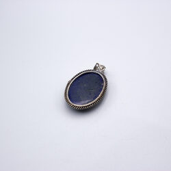 Natural Lapis Lazuli Crystal Locket (Oval shaped) Unisex, 3cm, Black