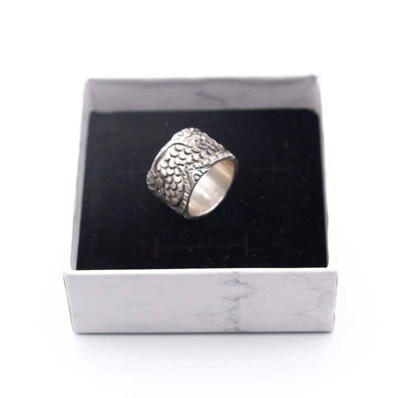 Antique Handcrafted 925 Sterling Silver Engraved Dragon Ring for Men, Silver