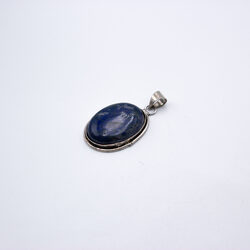 Natural Lapis Lazuli Crystal Locket Unisex, 3cm, Silver/Dark Blue