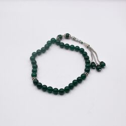 Natural Agate Crystal Tasbih Prayer Beads (10mm-33 Beads), Green