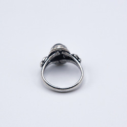 Natural Blue Sunstone Crystal Ornamental Ring Unisex, Black/Silver