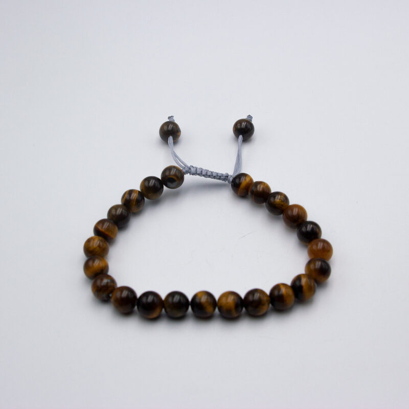 8mm Natural Tiger Eye Crystal Bracelet with Threads for Women, Brown