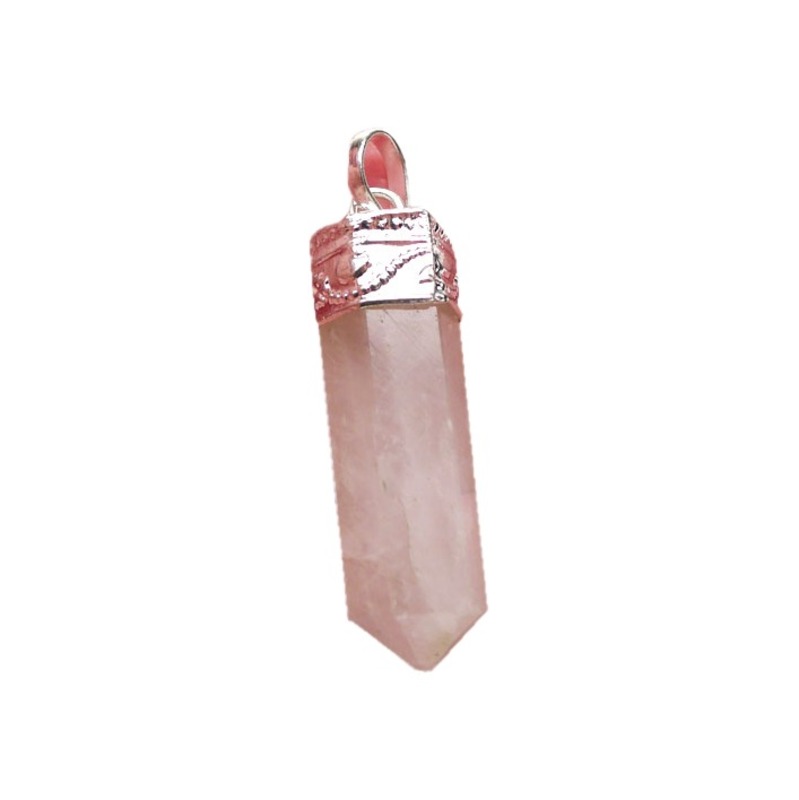 Natural Rose Quartz Crystals Point Pendant