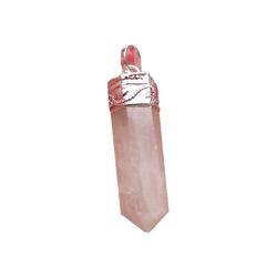 Natural Rose Quartz Crystals Point Pendant