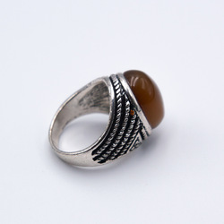 Agate Crystal Natural Ring with Italian Silver Linings Unisex, Silver/Brown