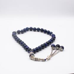 Natural Tiger Eye Crystal Tasbih Prayer Beads (10mm-33 Beads), Blue