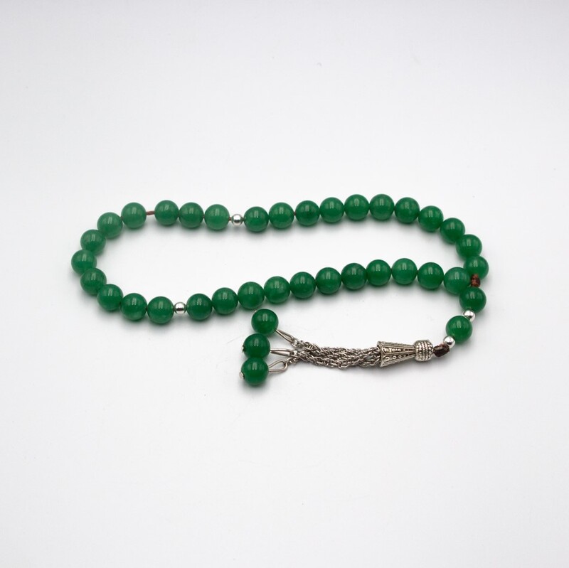 Natural Aventurine Crystals Tasbih Prayer Beads (8mm-33 Beads), Green