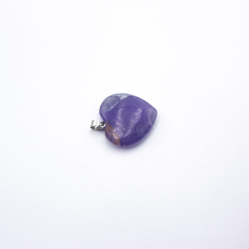 Natural Amethyst Crystal Locket (Heart Shaped) Unisex, 15.2gm, Purple