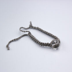 15 mm Authentic Ganesh Himal Natural Clear Crystal Bracelet Square Knot Hemp Thread for Women, Grey