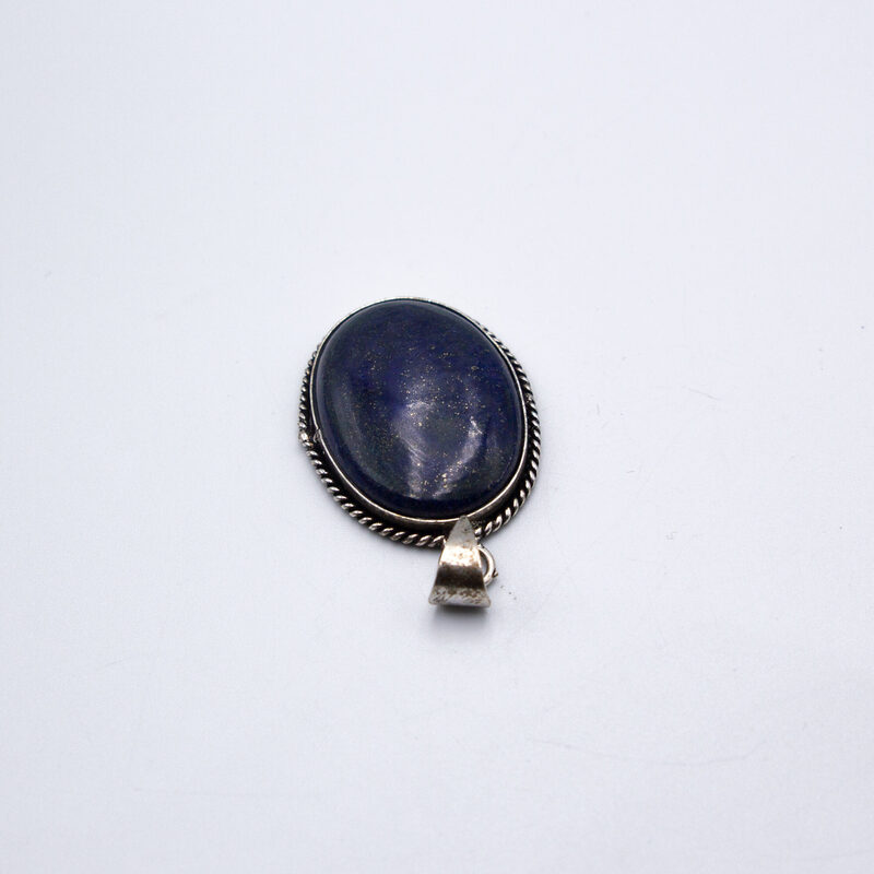 Natural Lapis Lazuli Crystal Locket (Oval shaped) Unisex, 3cm, Black