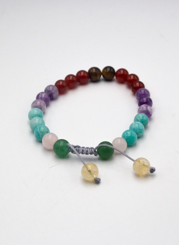 8mm Natural Seven Chakra Crystal Bracelet for Women, Multicolour