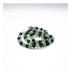 8mm Natural Black Tourmaline and Green Aventurine Crystal Bracelet for Prosperity and Luck for Women, Green/Black