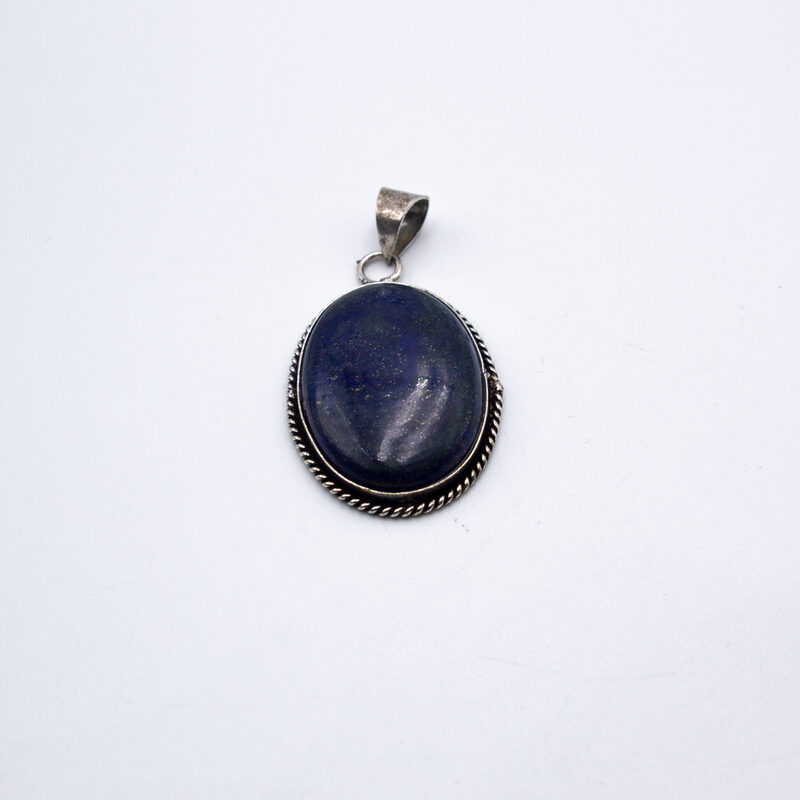 Natural Lapis Lazuli Crystal Locket (Oval shaped) Unisex, 3cm, Black