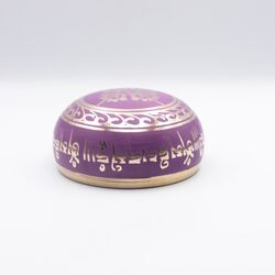 Authentic Himalayan Vibrant Handcrafted Singing Bowl Single Set with Traditional Wooden Striker, Small, Purple/Gold