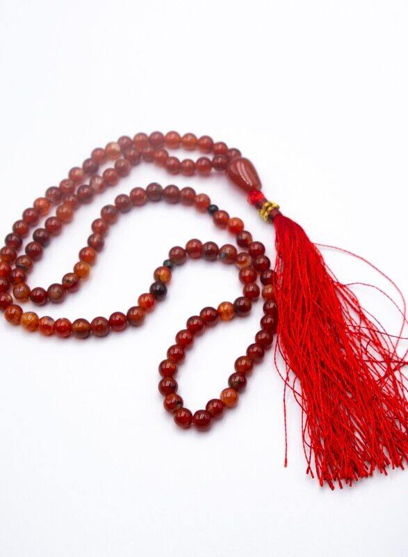 

Generic Carnelian Crystal Tasbih Prayer Beads, Natural Red