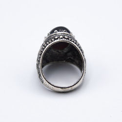 Authentic Natural Agate Crystal Ring with Italian Silver Cover Unisex, Black/Silver