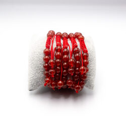 10mm Natural Red Carnelian Crystal Bracelet with Threads for Women, Red