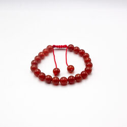 8mm Natural Red Carnelian Crystal Bracelet with Threads for Women, Red