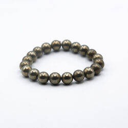 10mm Elegant and Energizing Pyrite Natural Stone Bracelet Beads for Women, Gold