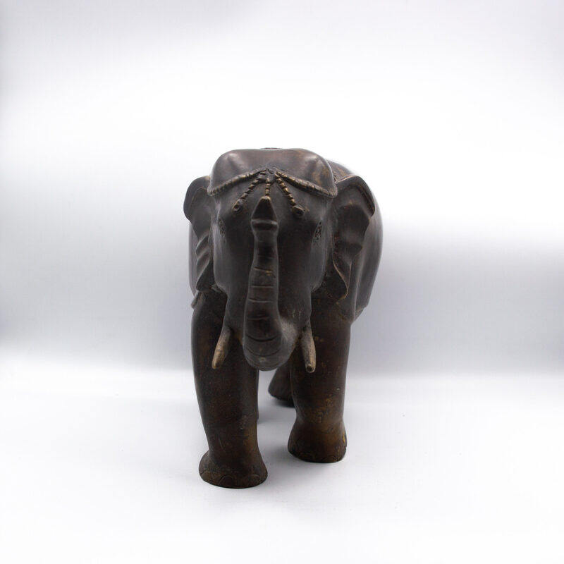 

Generic Large Antique Ebony Figure Elephants, Black