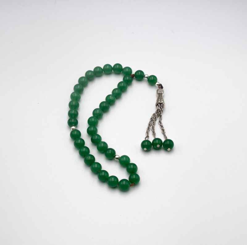 Natural Aventurine Crystals Tasbih Prayer Beads (8mm-33 Beads), Green