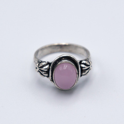 Natural Rose Quartz Crystal Ring with Pure Silver Linings Unisex, Purple/Silver