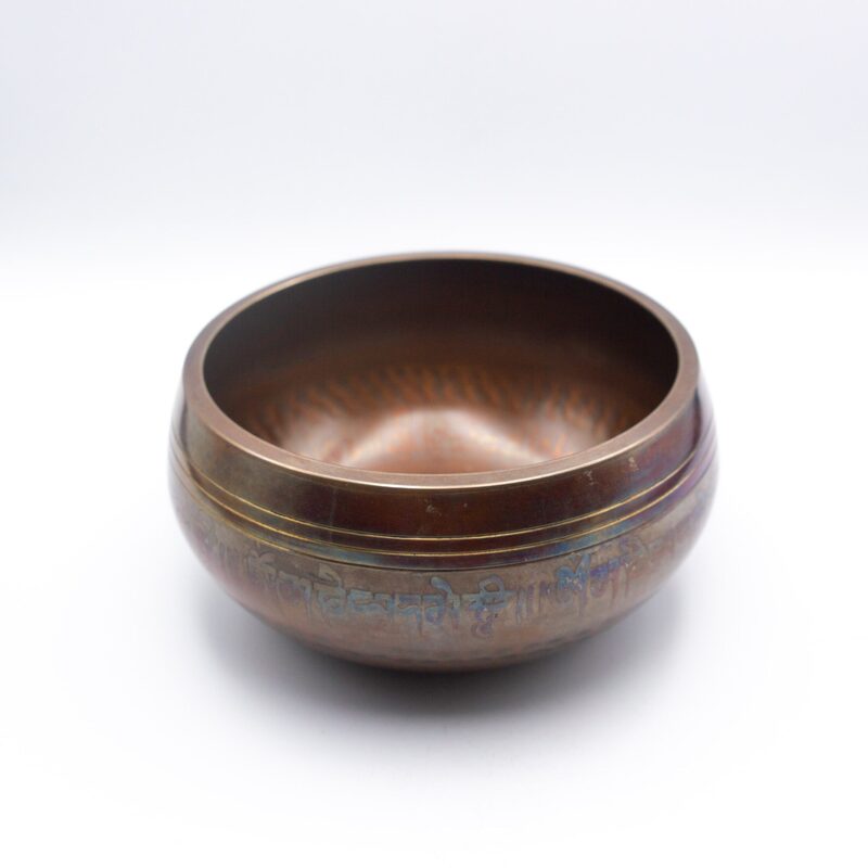 Authentic Himalayan Handcrafted Antique Singing Bowl Single Set with Traditional Wooden Striker, Brown