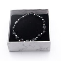 The Timeless Beauty of Pearl Shapes Black Obsidian Crystal Bracelets for Women, Black