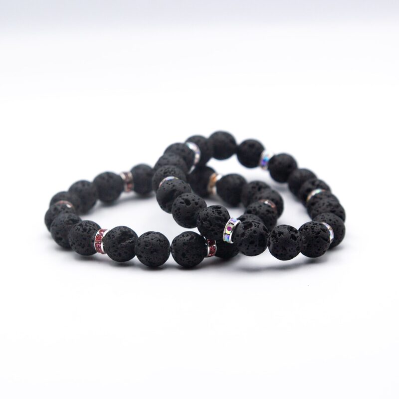 10 mm Black Lava Crystals Bracelet: Earthy Elegance and Strength for Women, Black