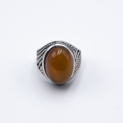 Agate Crystal Natural Ring with Italian Silver Linings Unisex, Silver/Brown