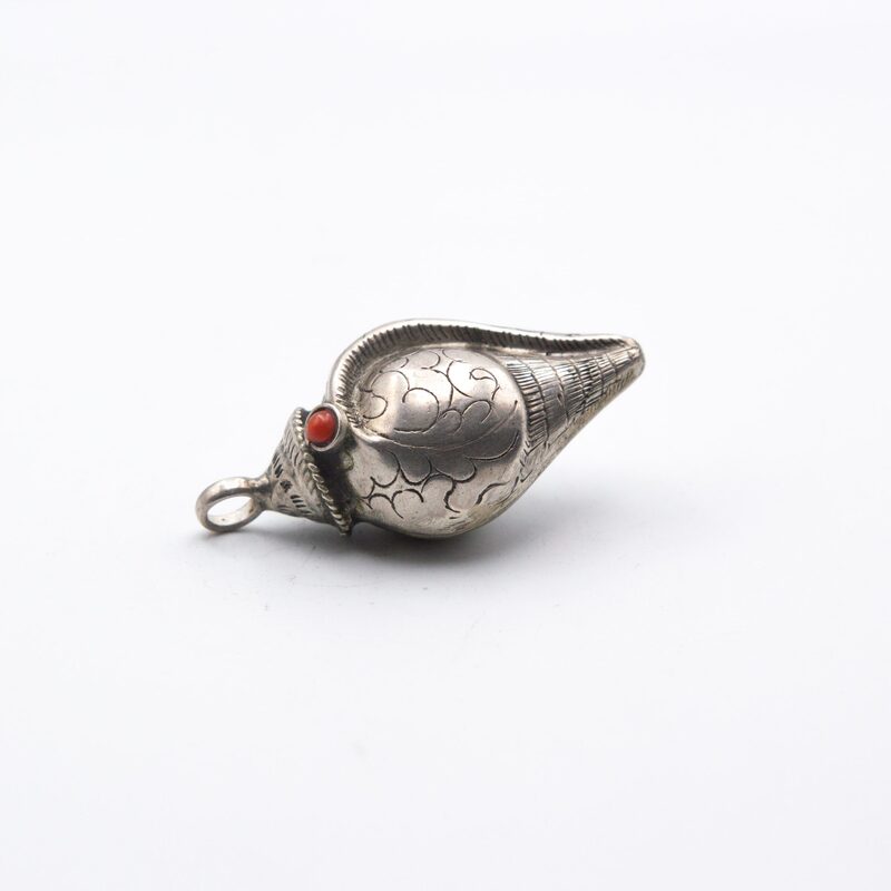 Antique 925 Sterling Silver Shell Conch Pendant 3D for Beach Sea Ocean Pendant Unisex, 6.6gm, Silver