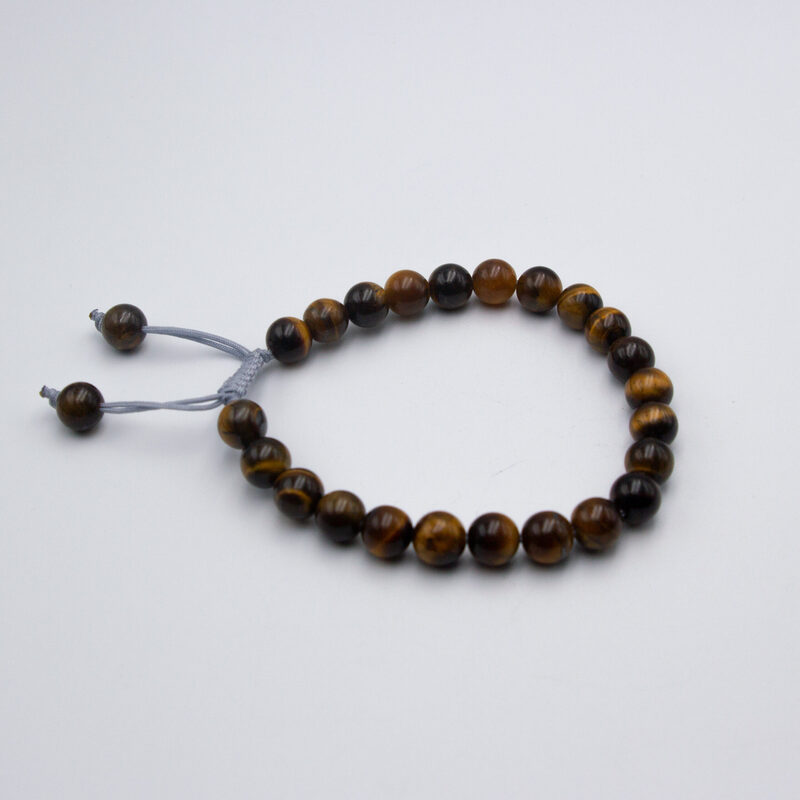 8mm Natural Tiger Eye Crystal Bracelet with Threads for Women, Brown