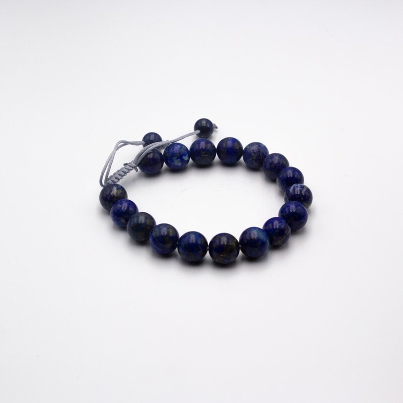 10mm Natural Lapis Lazuli Crystal Bracelet with Threads for Women, Blue