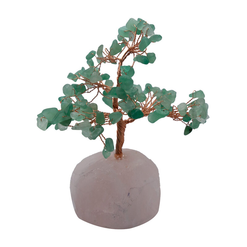 Natural Aventurine Crystal & Rose Quartz Crystal Tree, Multicolour