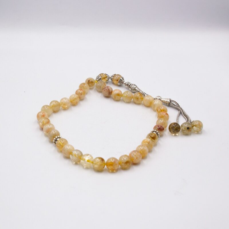 

Generic Natural Citrine Crystal Tasbih Prayer Beads (10mm-33 Beads), Orange