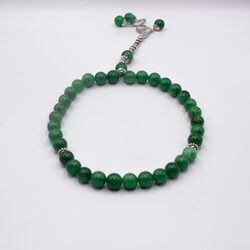 Natural Nephrite Jade Crystal Tasbih Prayer Beads (12mm-33 Beads), Green