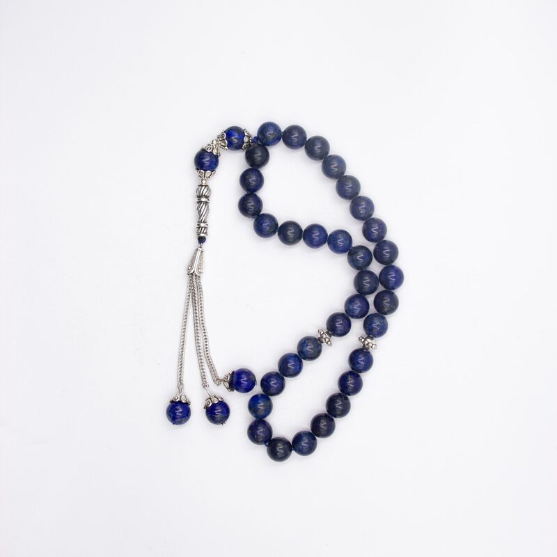 Natural Lapis Lazuli Crystal Tasbih Prayer Beads (10mm-33 Beads), Blue